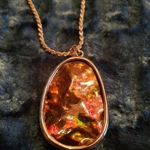 Brand New Ammolite Necklace 16 inch chain.